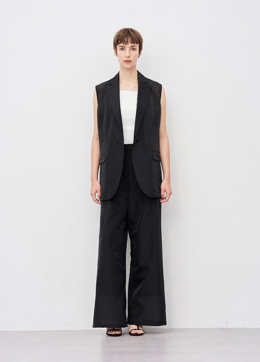 透膚歐根紗西裝背心